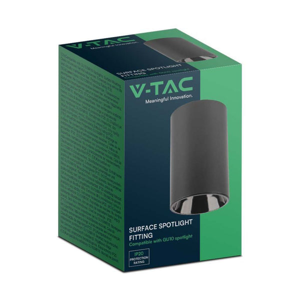 Portafaretto V-TAC GU10 cilindrico nero a plafone