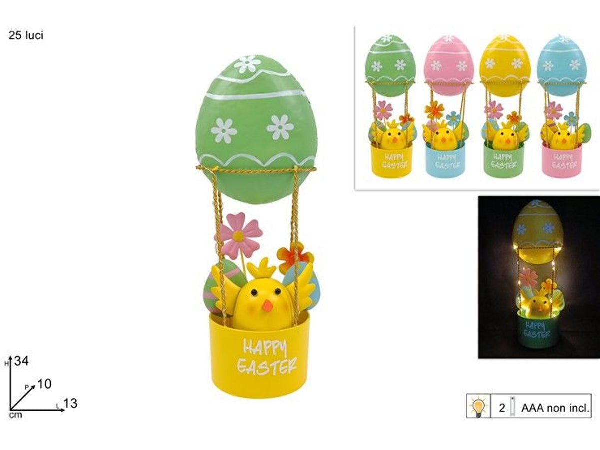 Mongolfiera decorativa pasquale in metallo con 25 LED