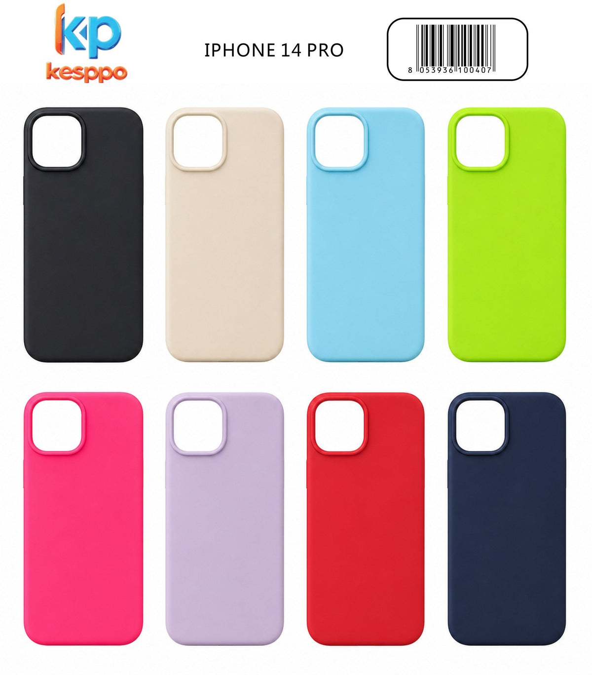 Custodia per iPhone 14 Pro – a tinta unita, in silicone, con apertura ampia