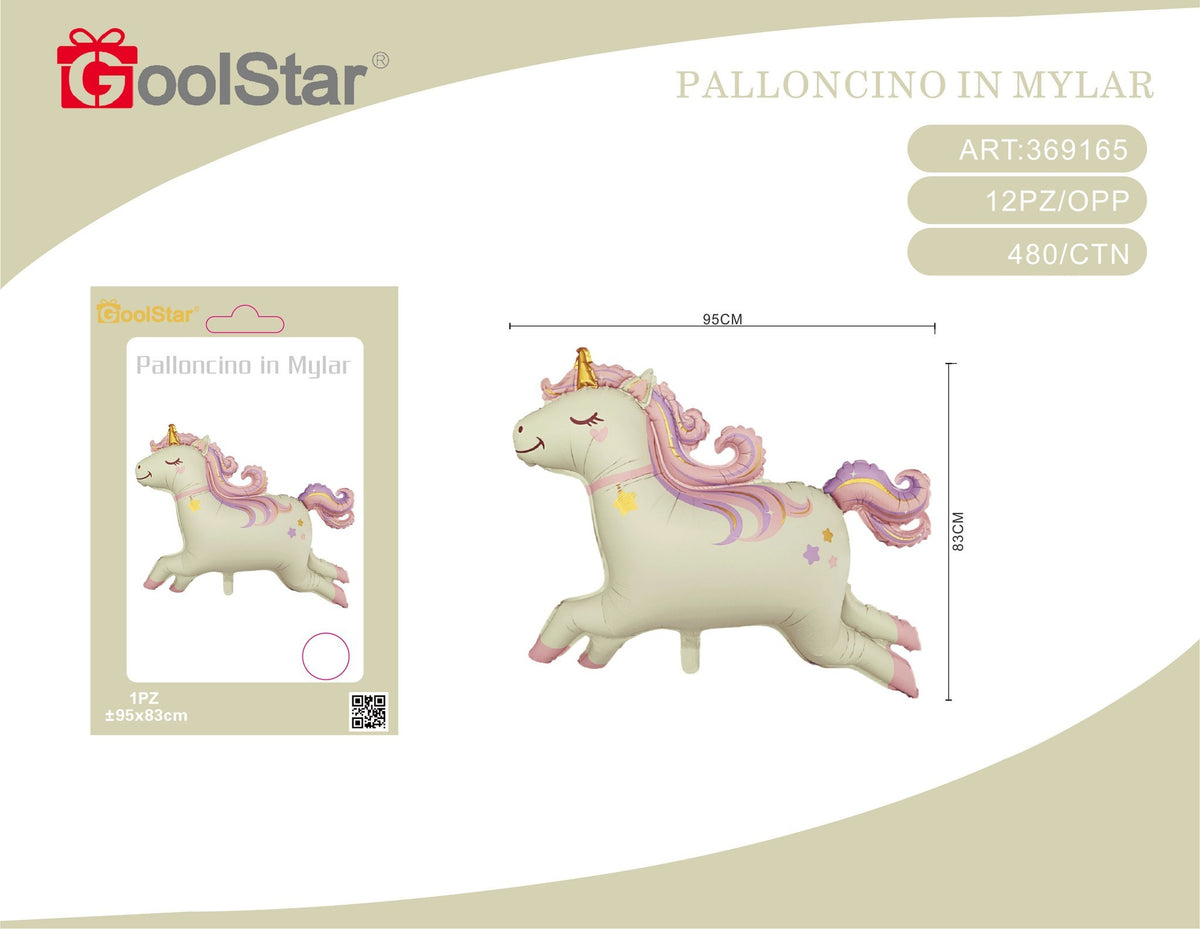 Palloncino foil Unicorno in corsa, 95 x 83 cm