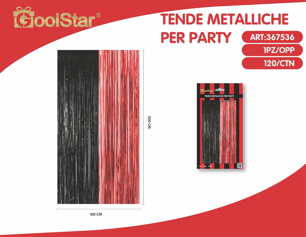 Tenda decorativa a frange metallizzate, per party nero rosso