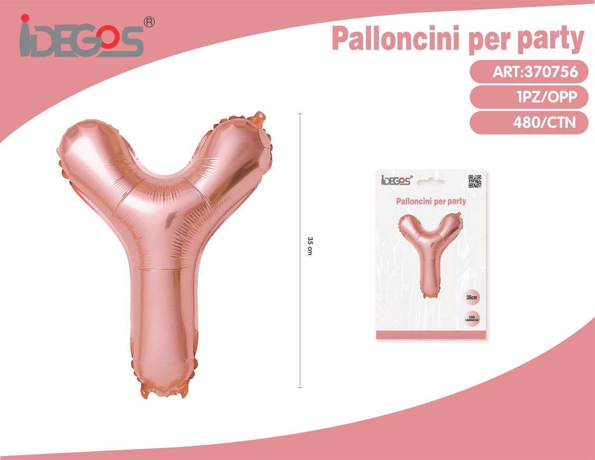 Palloncino Lettera Y Oro Rosa 35cm