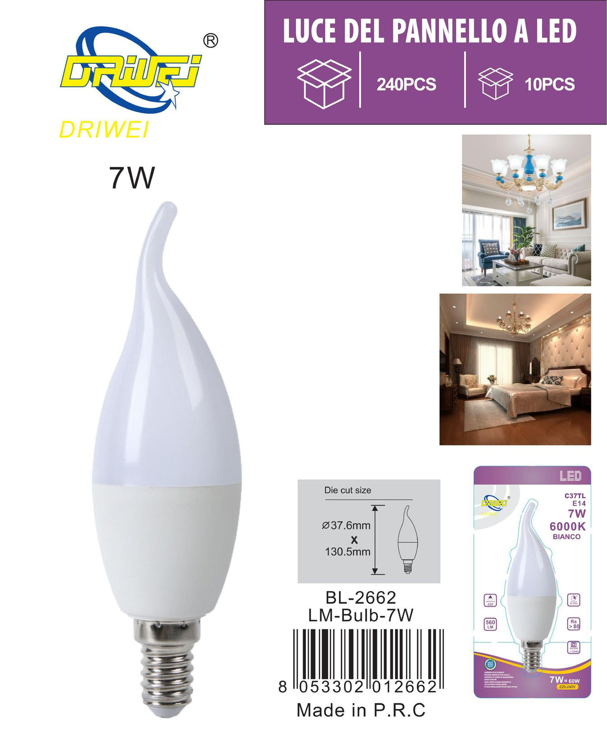 Lampadina decorativa a candela — 7 W, E14