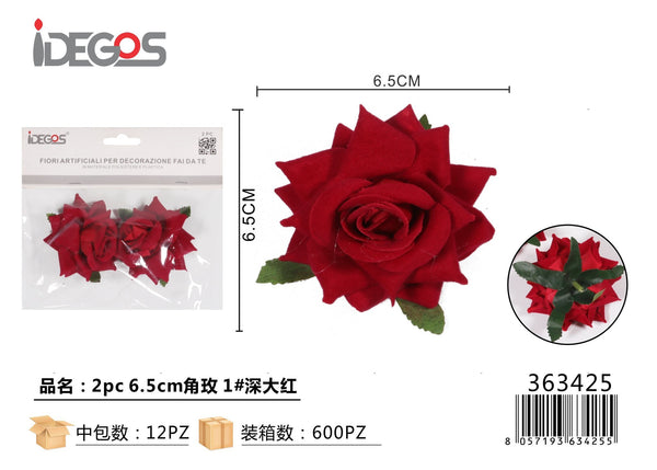 Rose decorative di stoffa, 6,5 cm, 2 pezzi