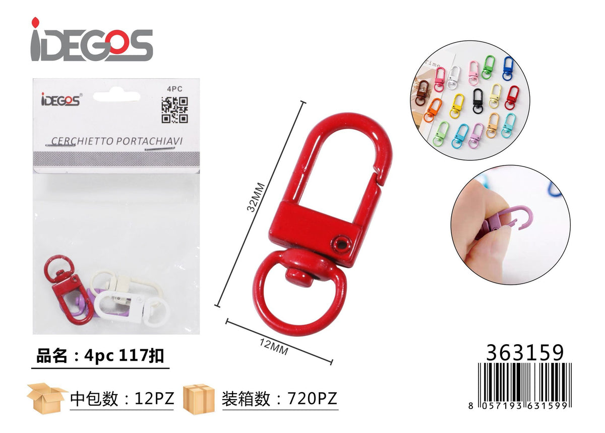 Set di 4 agganci per accessori, modello 117, colori assortiti