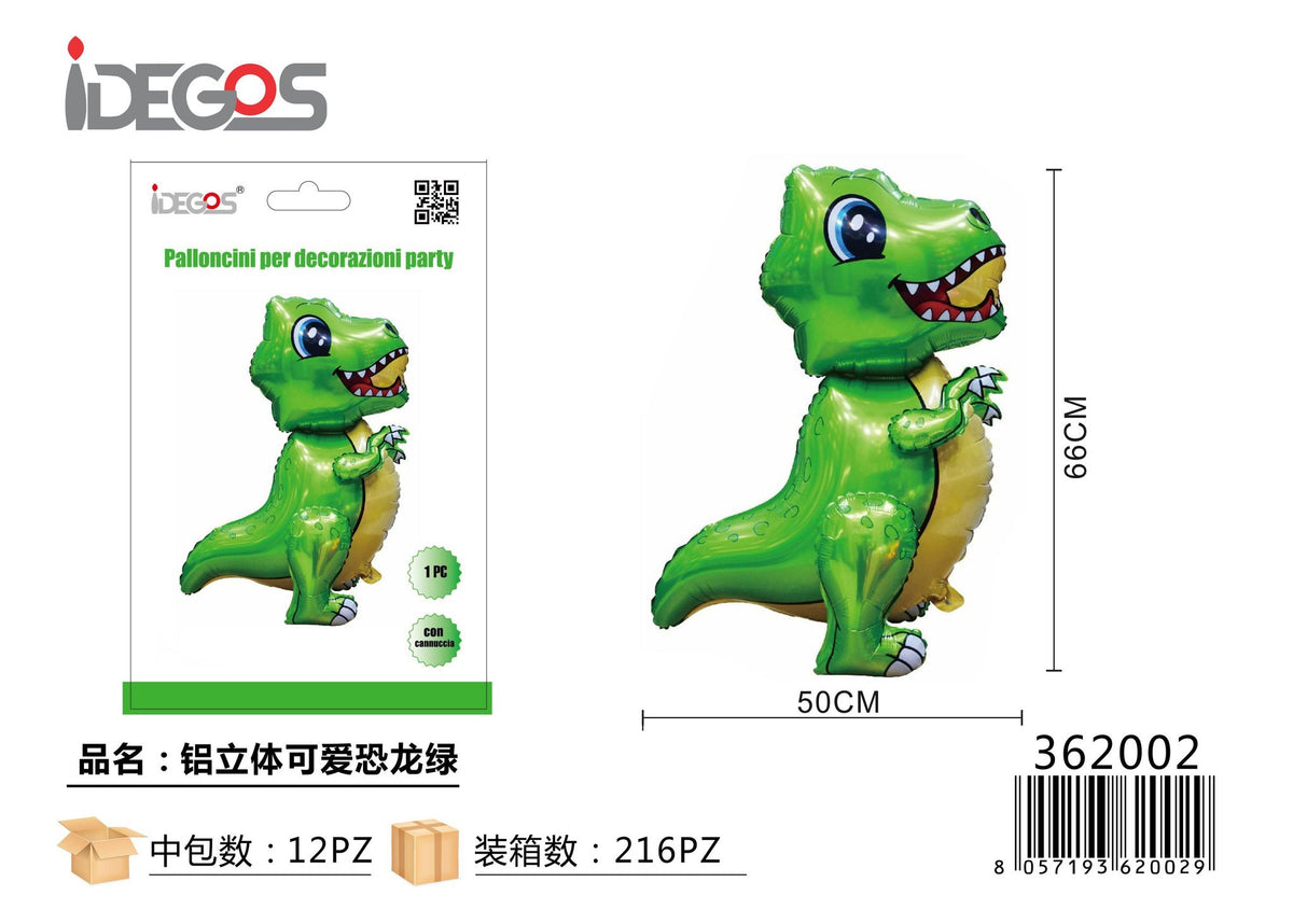 Palloncino foil Dinosauro 4D verde