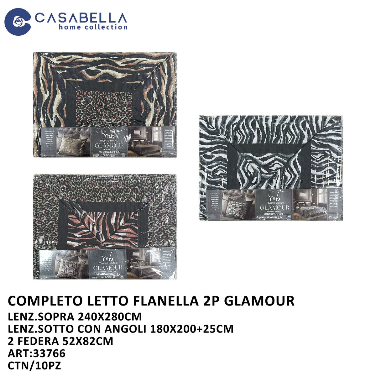 Completo Letto Flanella 2P Glamour