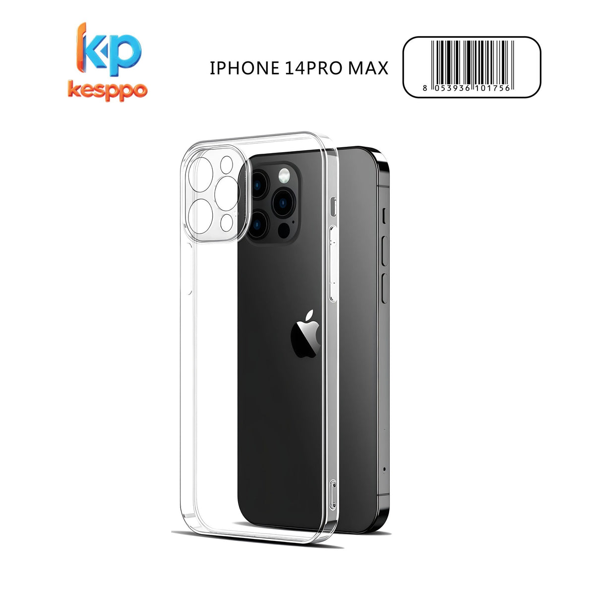 Custodia per iPhone 14 Pro Max – trasparente, in silicone, con aperture sagomate