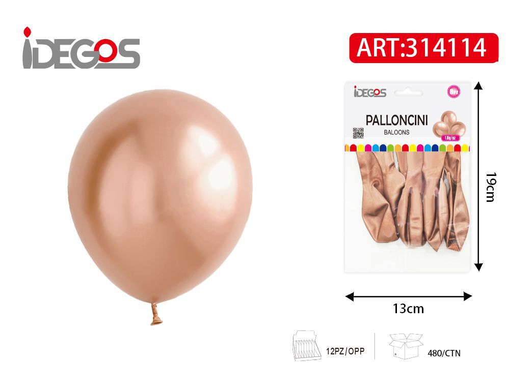 Palloncini con finitura cromata oro rosa, serie 1,8 g