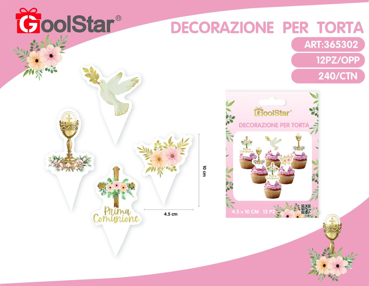 Decorazione per torta prima comunione rosa
