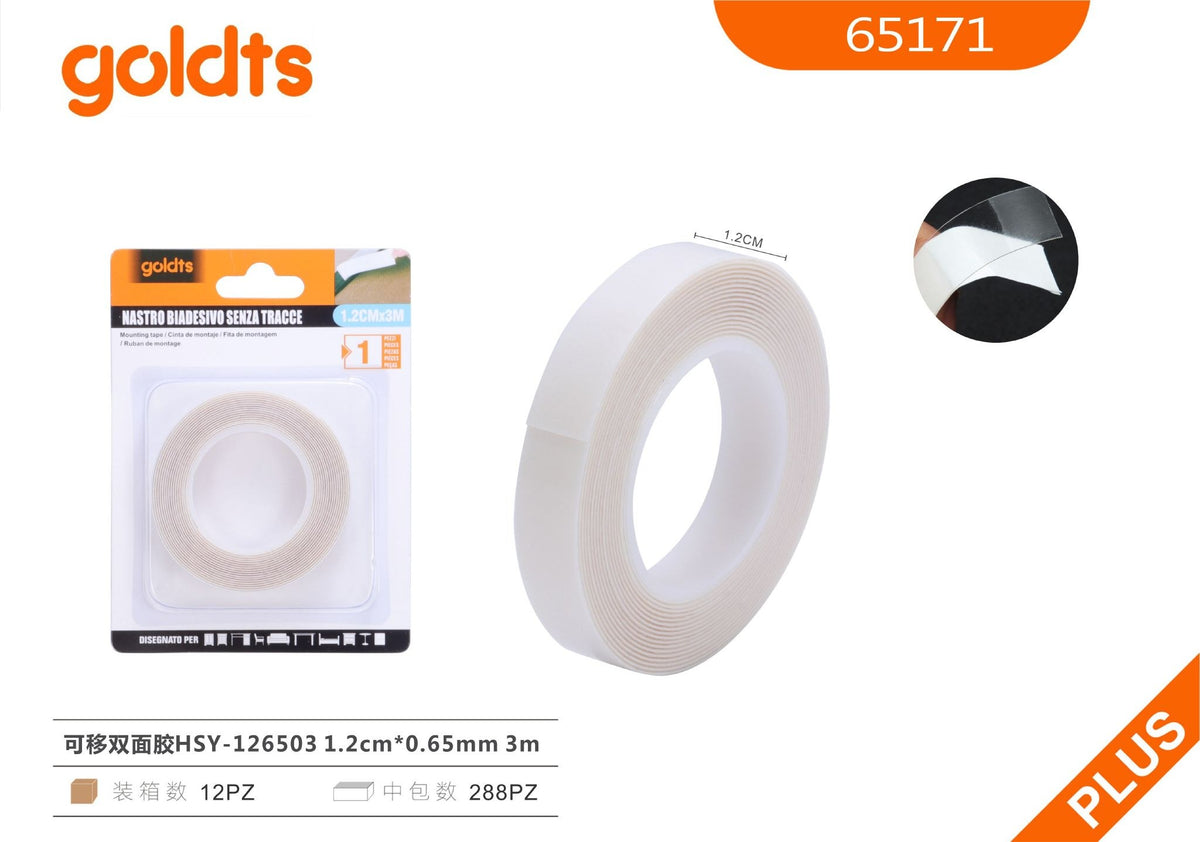 Nastro biadesivo HSY-126503, 1.2cm x 0.65mm