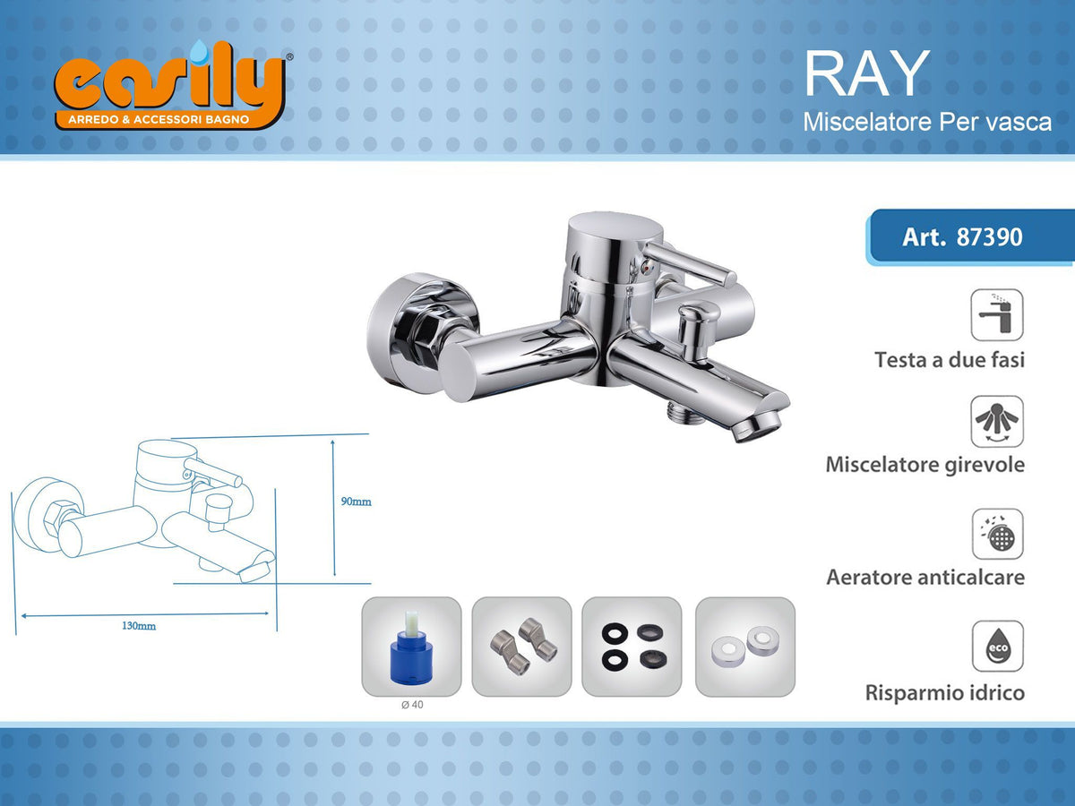Miscelatore da parete per vasca RAY