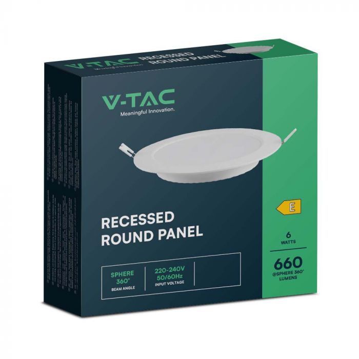 Pannello LED V-TAC rotondo da incasso 6 W 6500 K