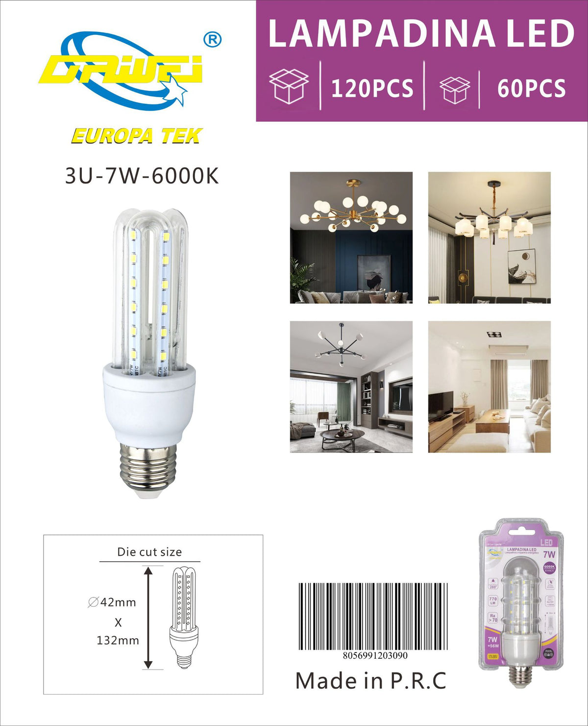 Lampadina LED a forma di U — 7 W, E27