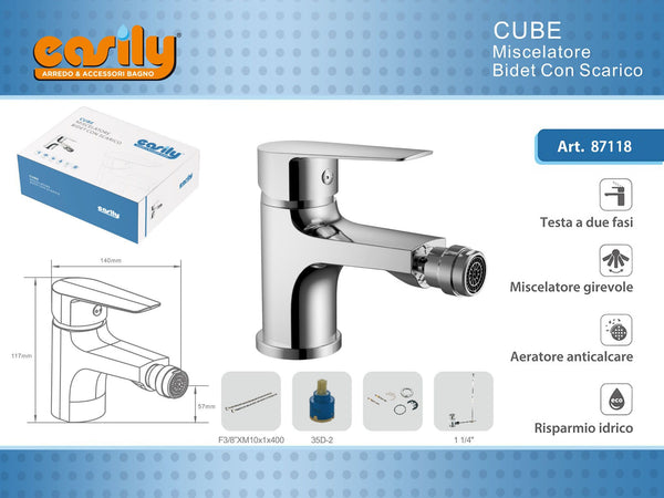 Miscelatore monocomando per bidet CUBE