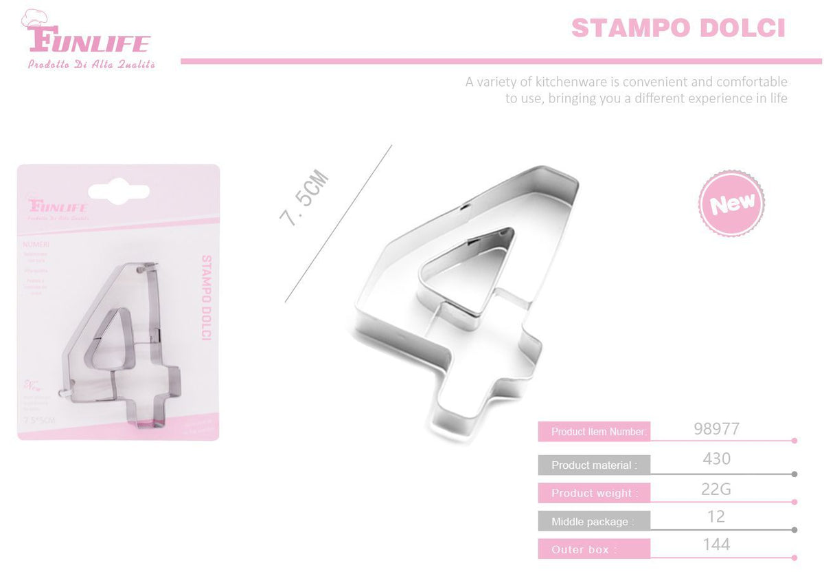 Stampo per biscotti a forma di numero 4