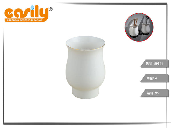 Bicchiere da bagno in ceramica con bordo oro