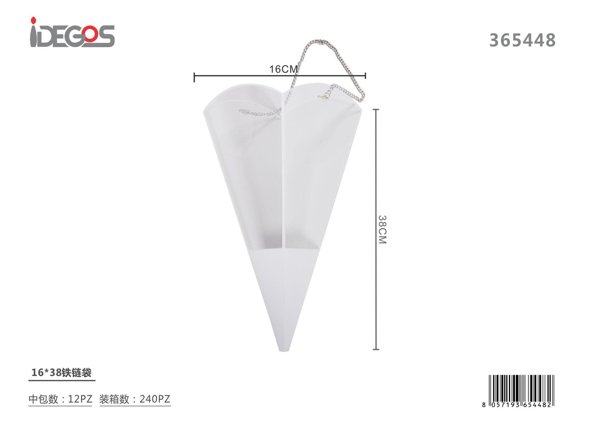 Sacchetto regalo a cono in PVC con catena