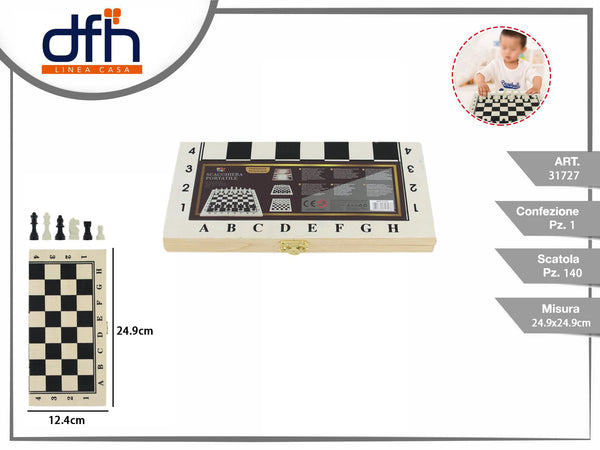 Scacchiera pieghevole 3 in 1, quattro formati