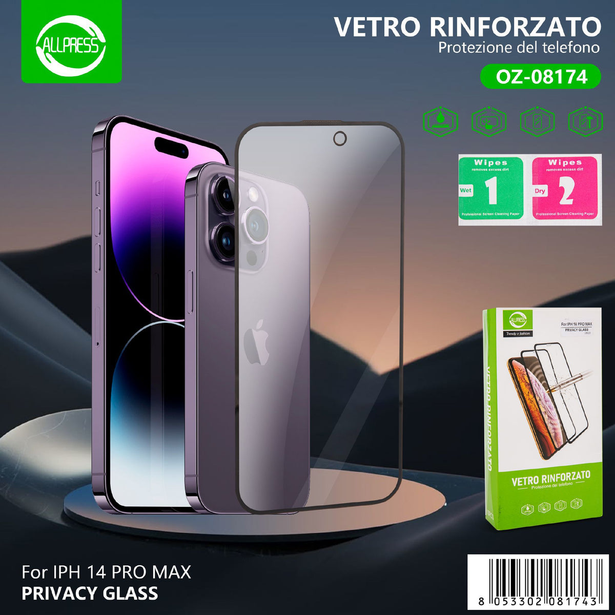 Vetro protettivo per iPhone 14 Pro Max