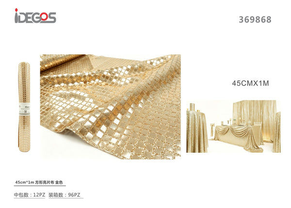 Rotolo di tessuto con paillettes quadrate, 45 cm x 1 m