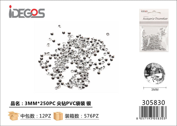 Strass decorativi argentati a punta