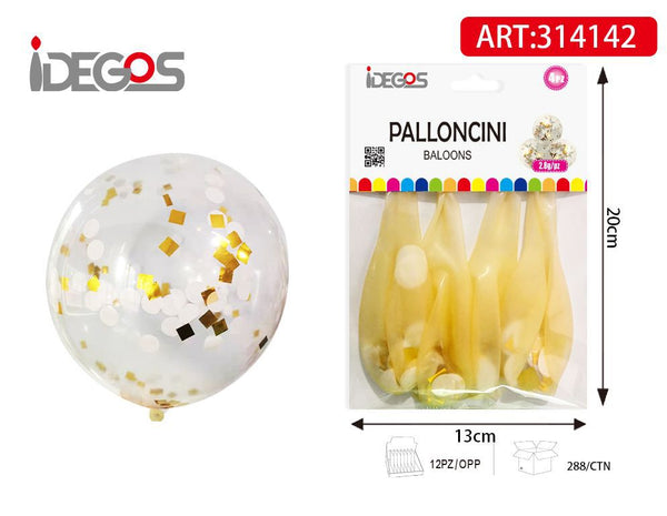 Palloncini trasparenti con coriandoli multicolore, 4 pezzi