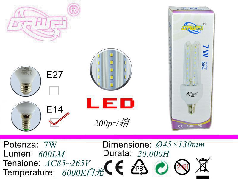 Lampadina LED a risparmio energetico — 7 W, E14