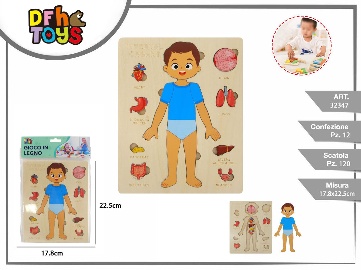 Puzzle in legno Corpo umano, modello bambino