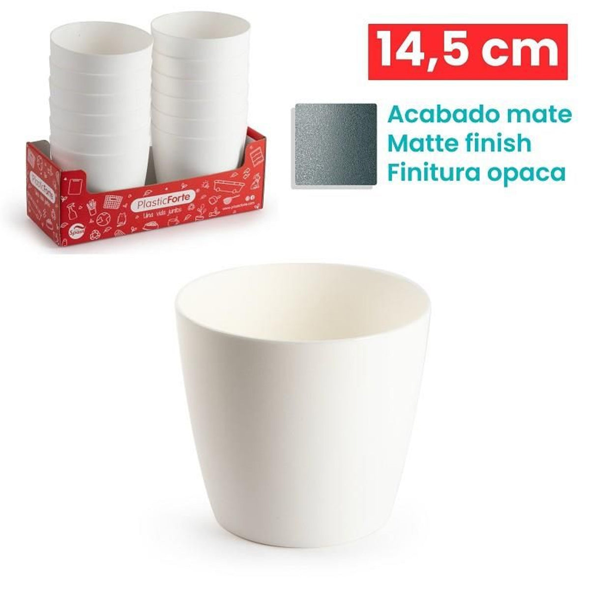 VASO 14.5CM MYCONOS BIANCO PLASTICA 14.5X14.5X13CM