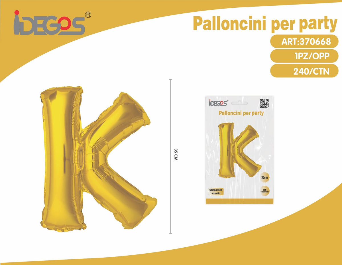 Palloncino Lettera K Oro 35cm