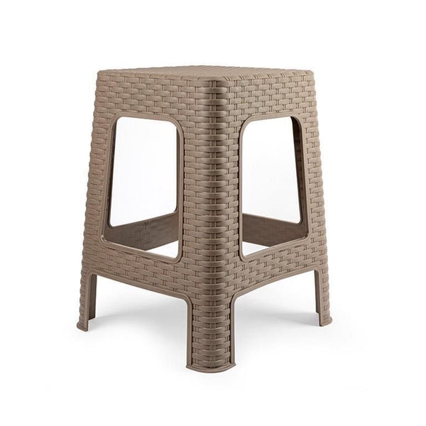 SGABELLO RATTAN GRANDE PLASTICA 36X36X45CM TAUPE