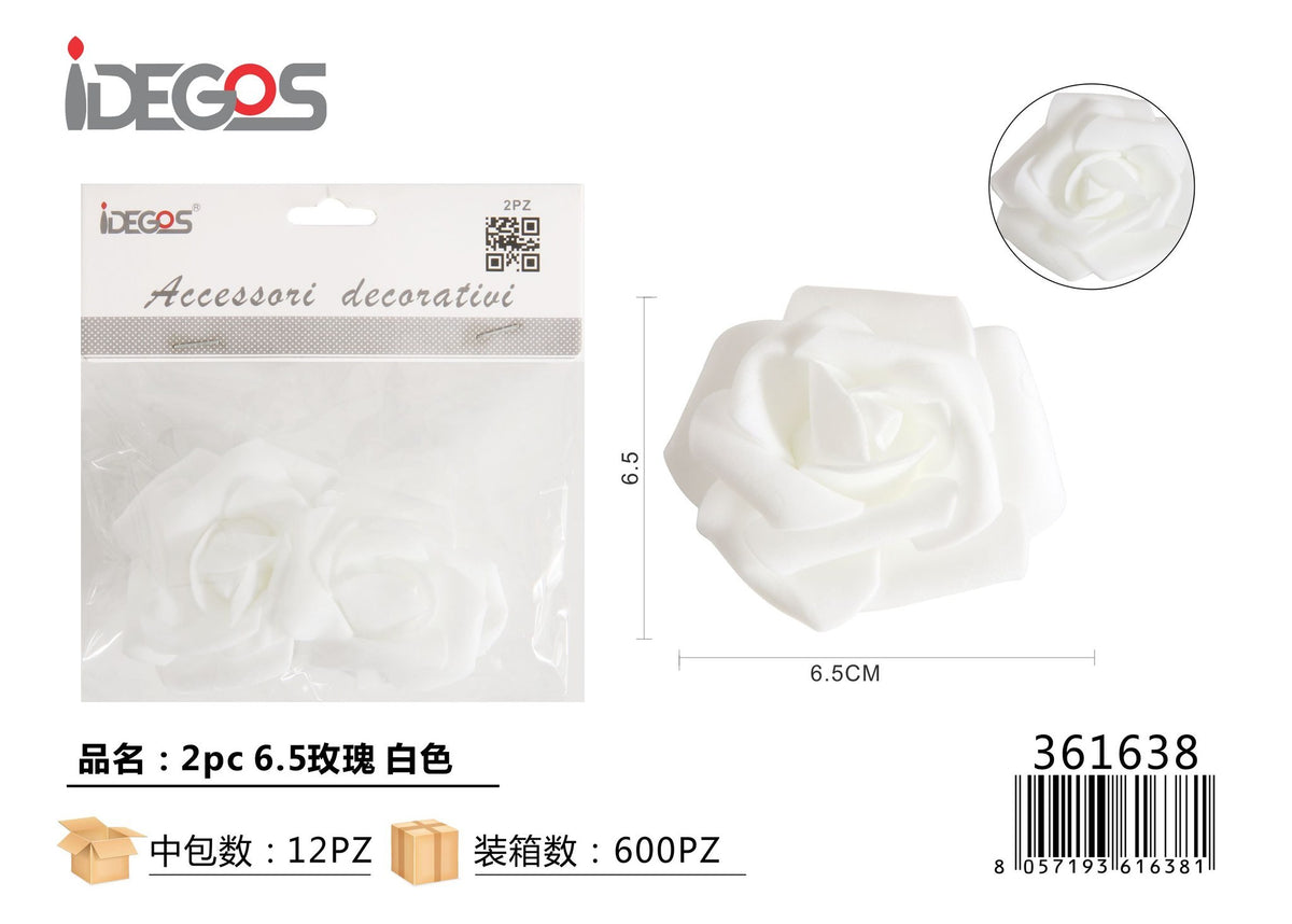 Rose artificiali decorative, 2 pezzi