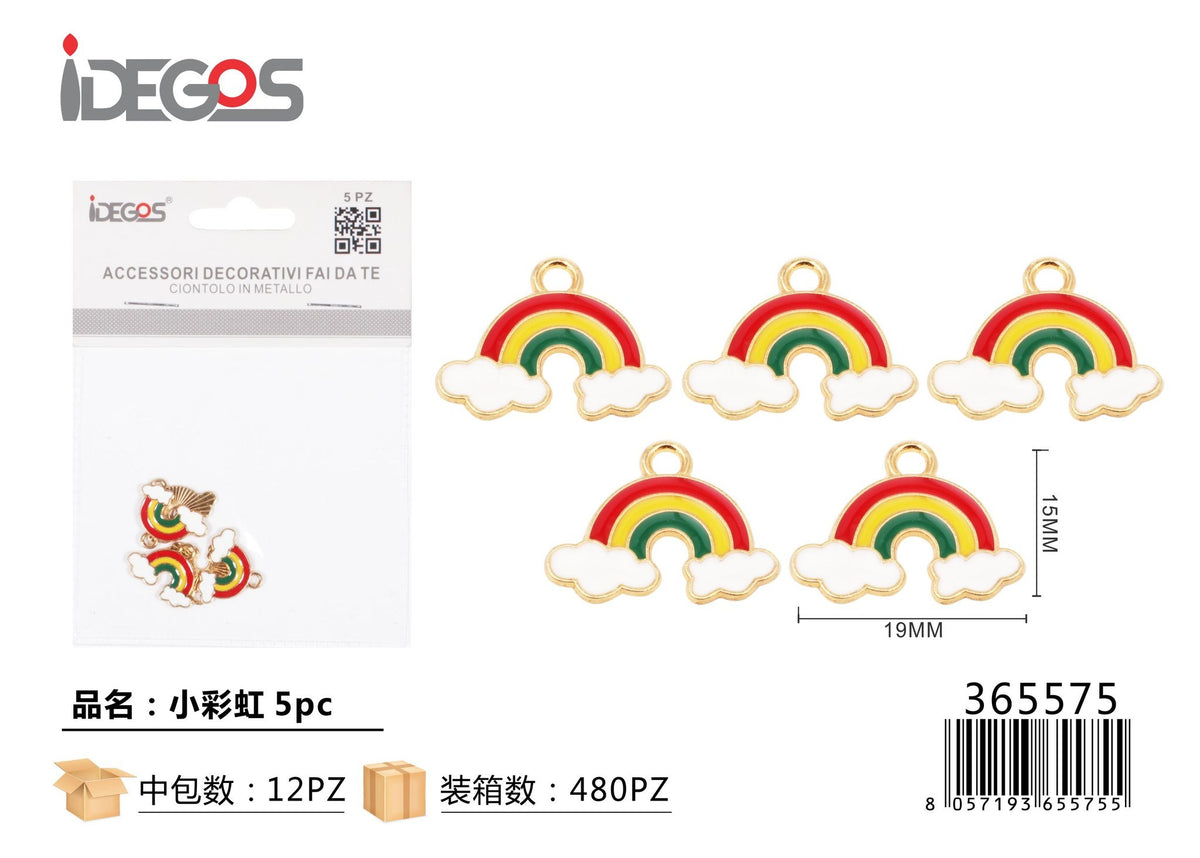Set di 5 ciondoli Arcobaleno piccolo in metallo