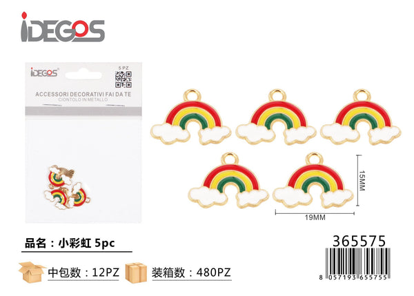 Set di 5 ciondoli Arcobaleno piccolo in metallo