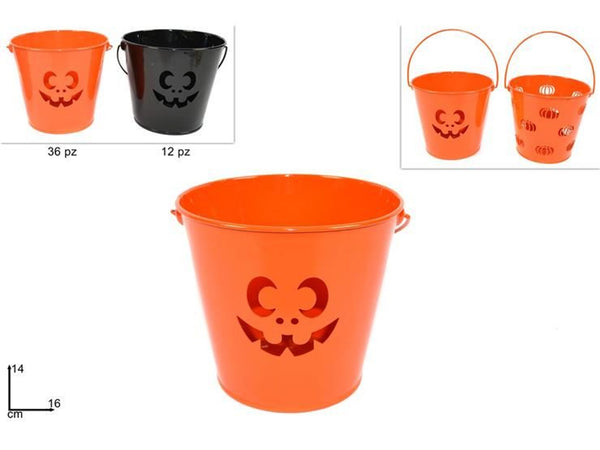 Secchiello Halloween in latta traforata, 16 cm