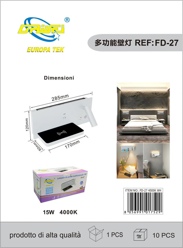 Lampada da lettura destra — 3 W, 6 W, 4000 K
