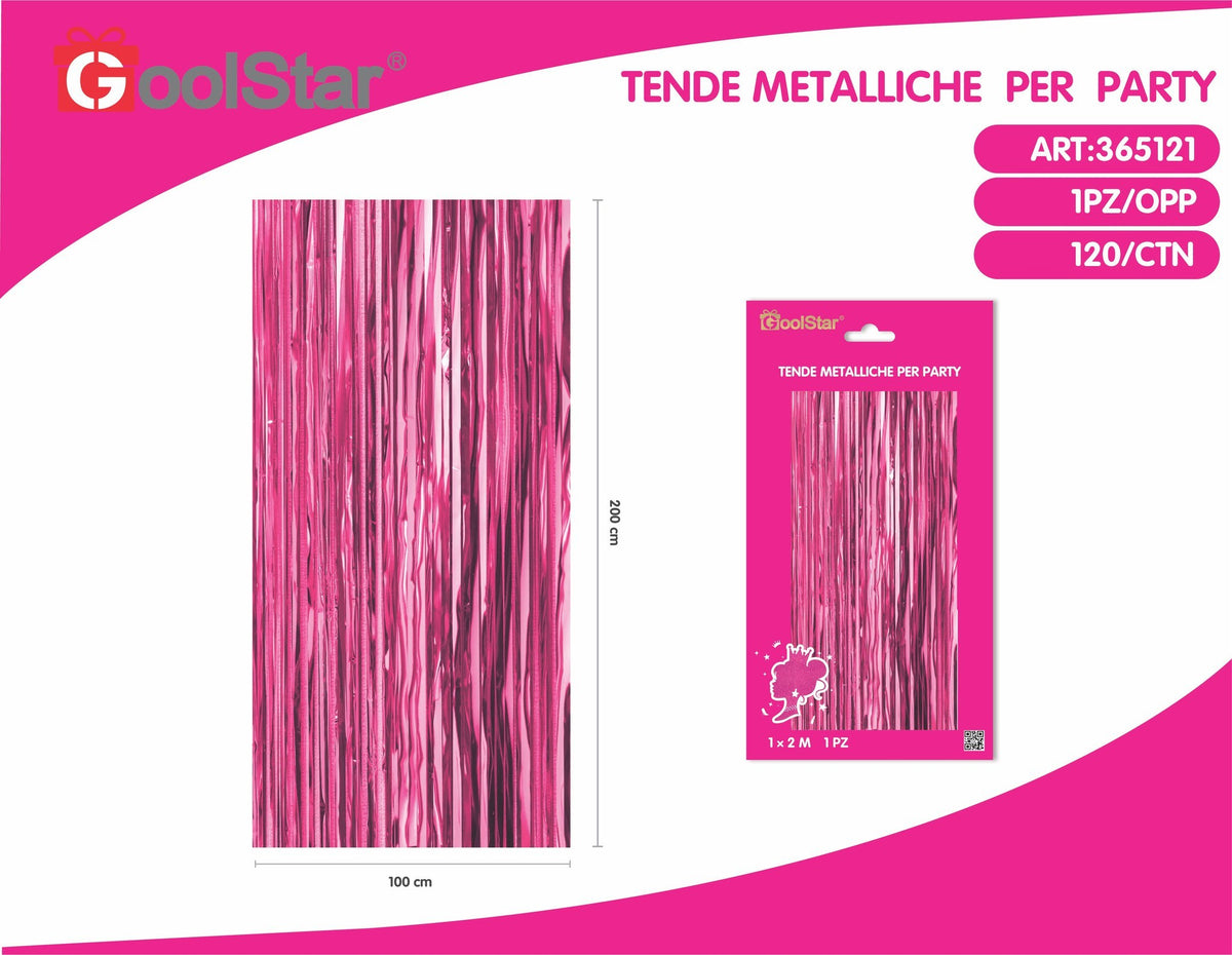 Tenda decorativa a frange metallizzate, fucsia