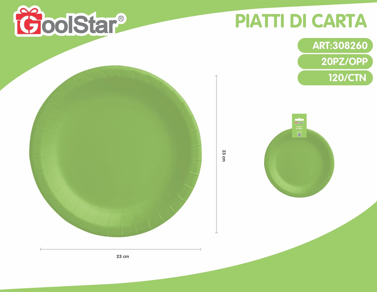 Piatto di carta verde chiaro rotondo