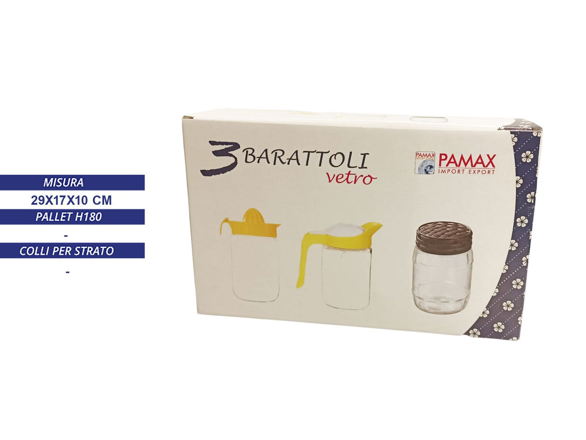 PAMAX BARATTOLI VETRO 3PZ BROCCA+SPREMIAGRUMI