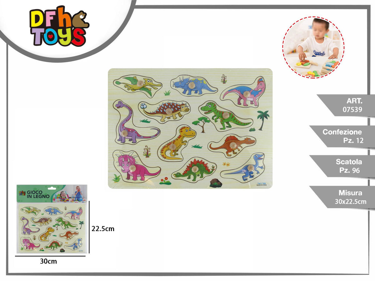 Puzzle in legno Dinosauri con pomelli