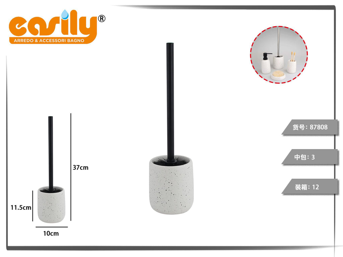Scopino WC con contenitore in ceramica puntinata