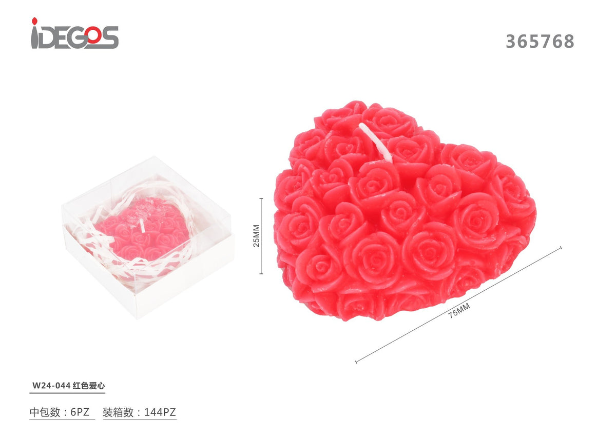 Candela a cuore con rose, modello W24-044