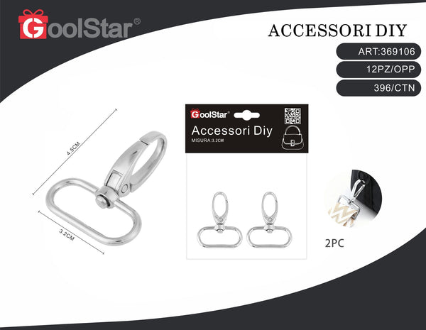 Moschettoni ovali GoolStar con anello largo girevole, 2 pezzi
