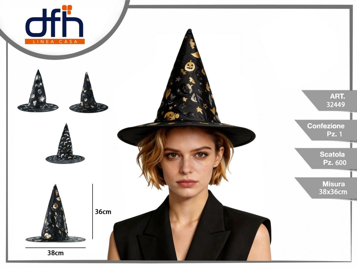 Cappello da strega con stampe Halloween