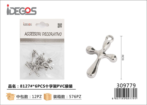 Set di 6 componenti decorativi a croce, modello 8127
