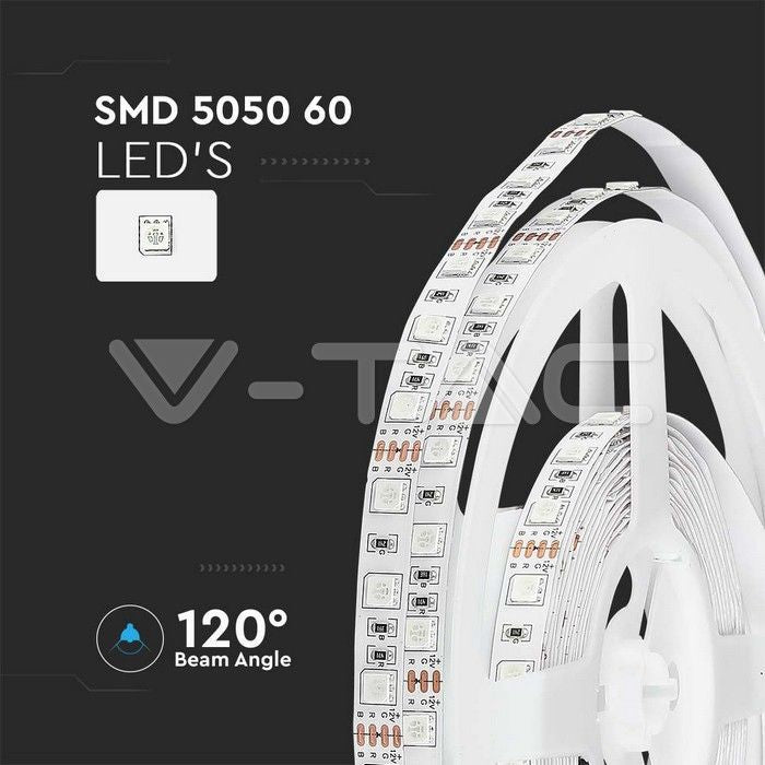 Striscia LED RGB V-TAC 12 V 7 W/m 5 m IP20