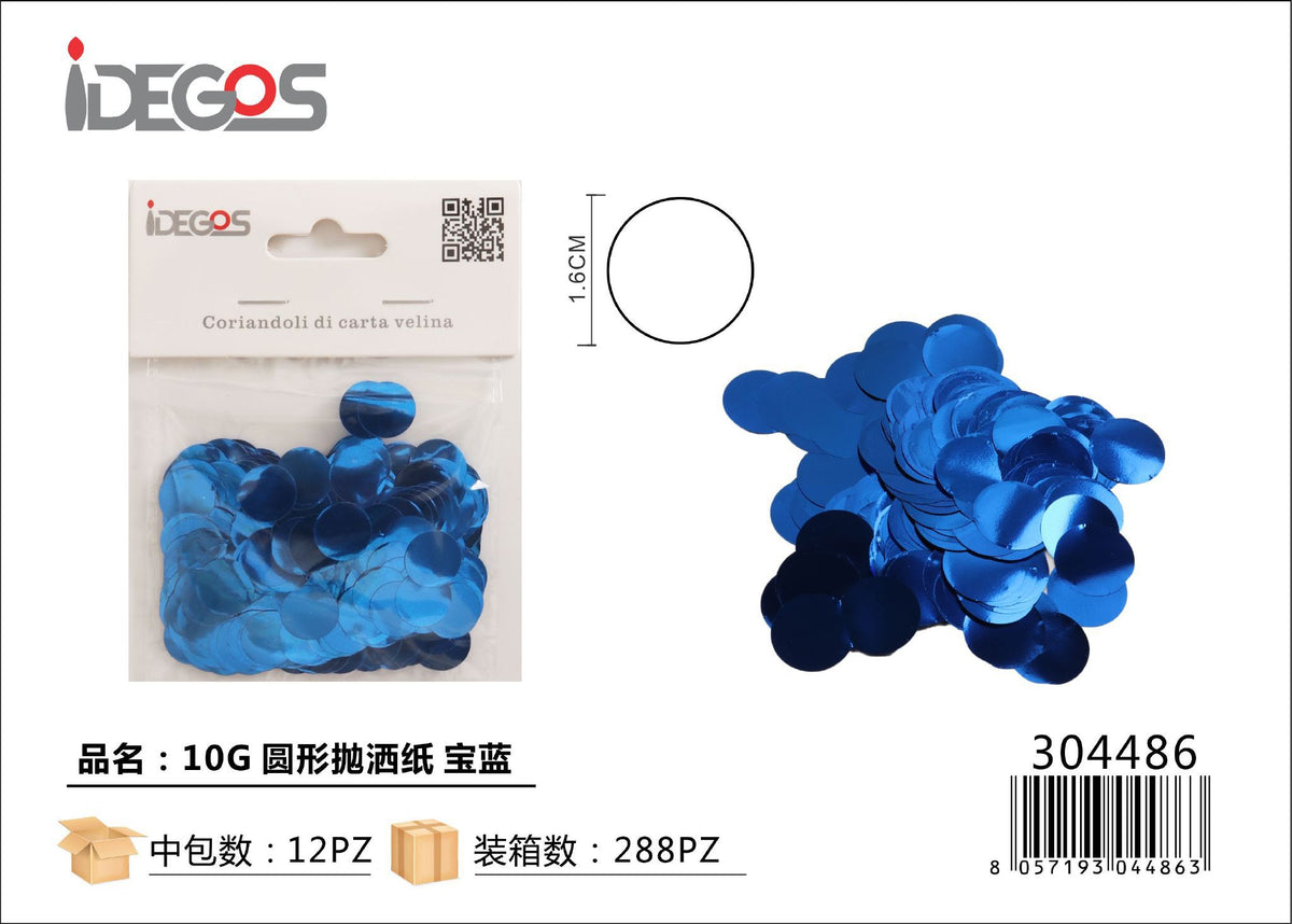 Coriandoli rotondi lucidi, blu cobalto, 10 g