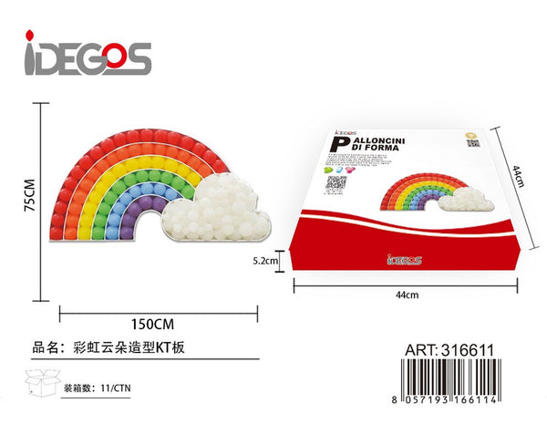 Decorazione con palloncini Arcobaleno e nuvole, 75 x 150 cm
