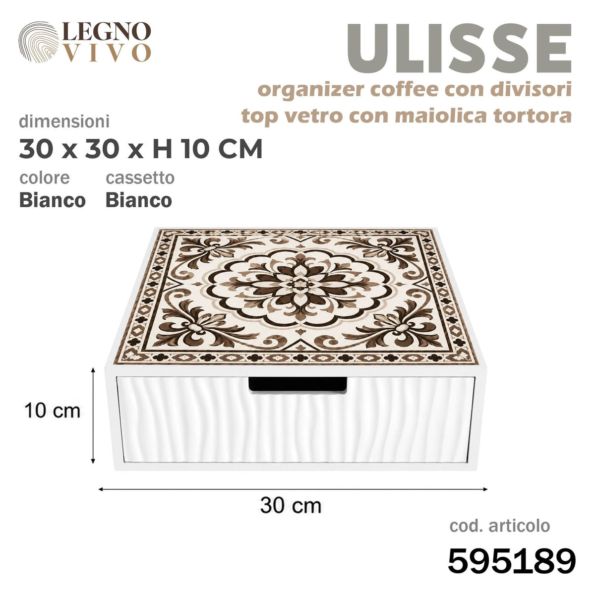 Organizer caffè Ulisse bianco con cassetto